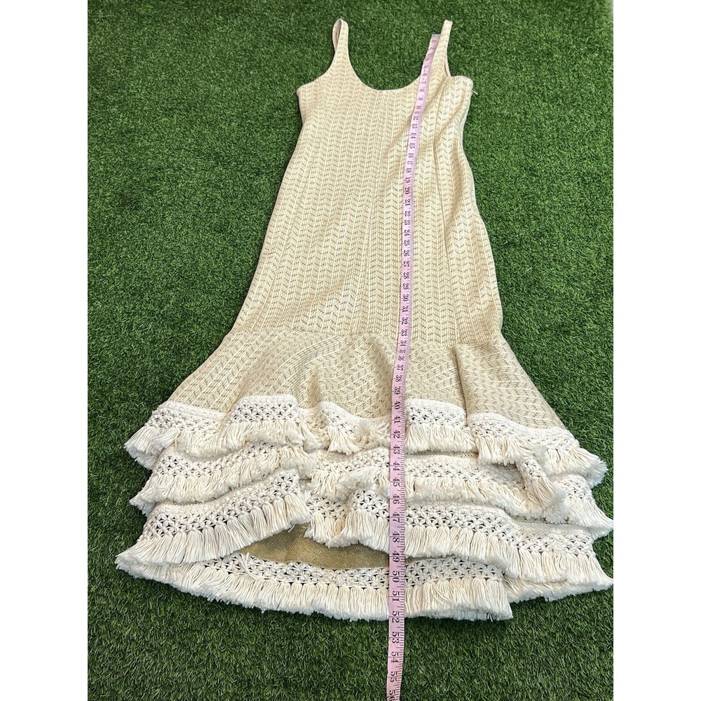 3.1 Phillip Lim Dress Women 6 Crochet Knit Fringe Straw Tan Natural Lyst Coastal - Picture 16 of 16